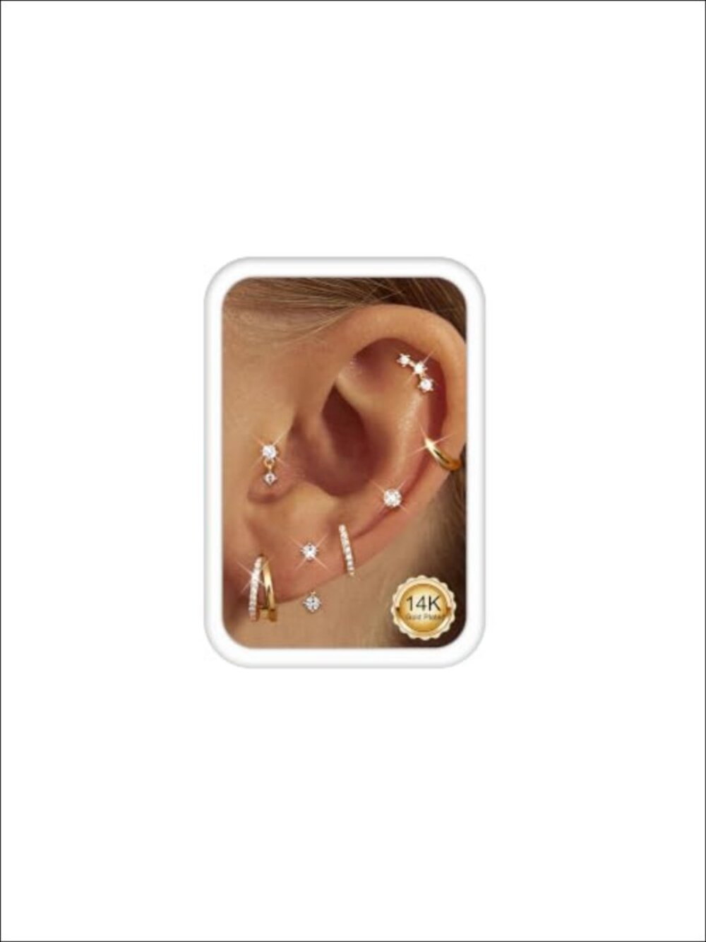 Hypoallergenic Gold Plated Stainless Steel Hoop and Stud Earring Stack Set